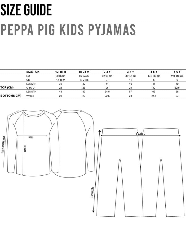 Peppa Pig Long Sleeve Long Leg Pyjama Set | Girls Red | Official Merch