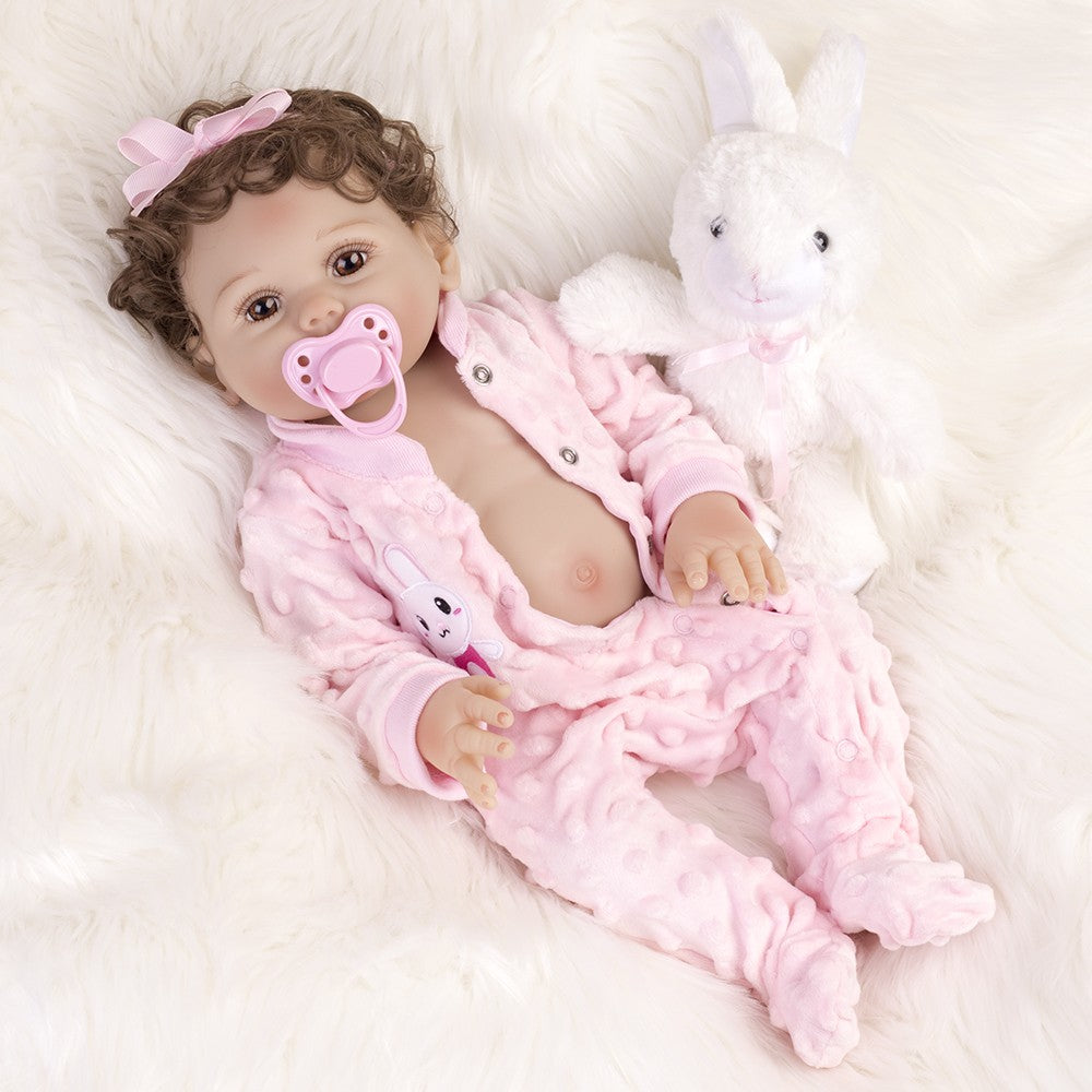 18" Realistic Reborn Baby Dolls Newborn Girl Doll Full Body Soft Vinyl Silicone