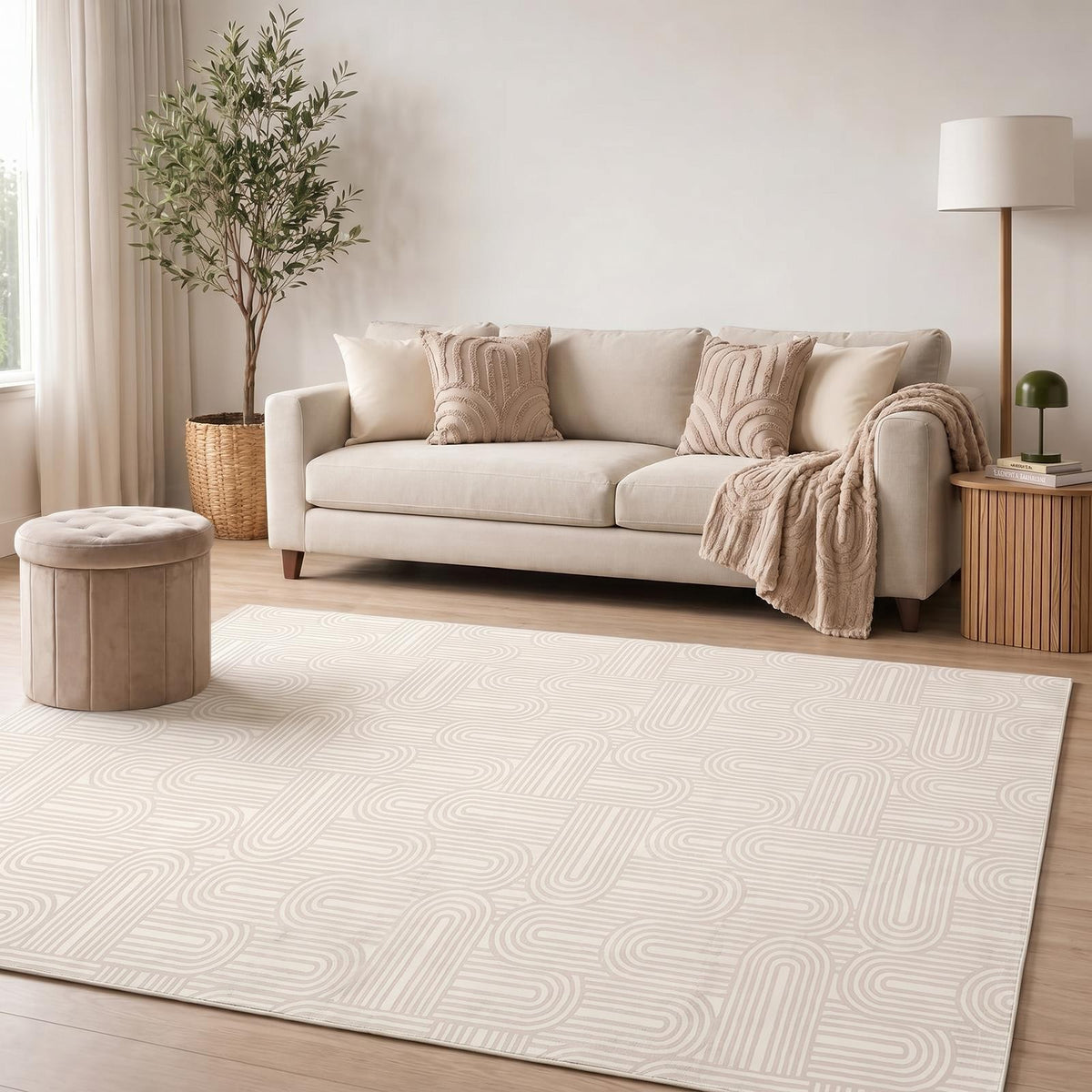 OHS Washable Rug Geometric Print Ultra Soft Living Room Area Mat Accent Rugs