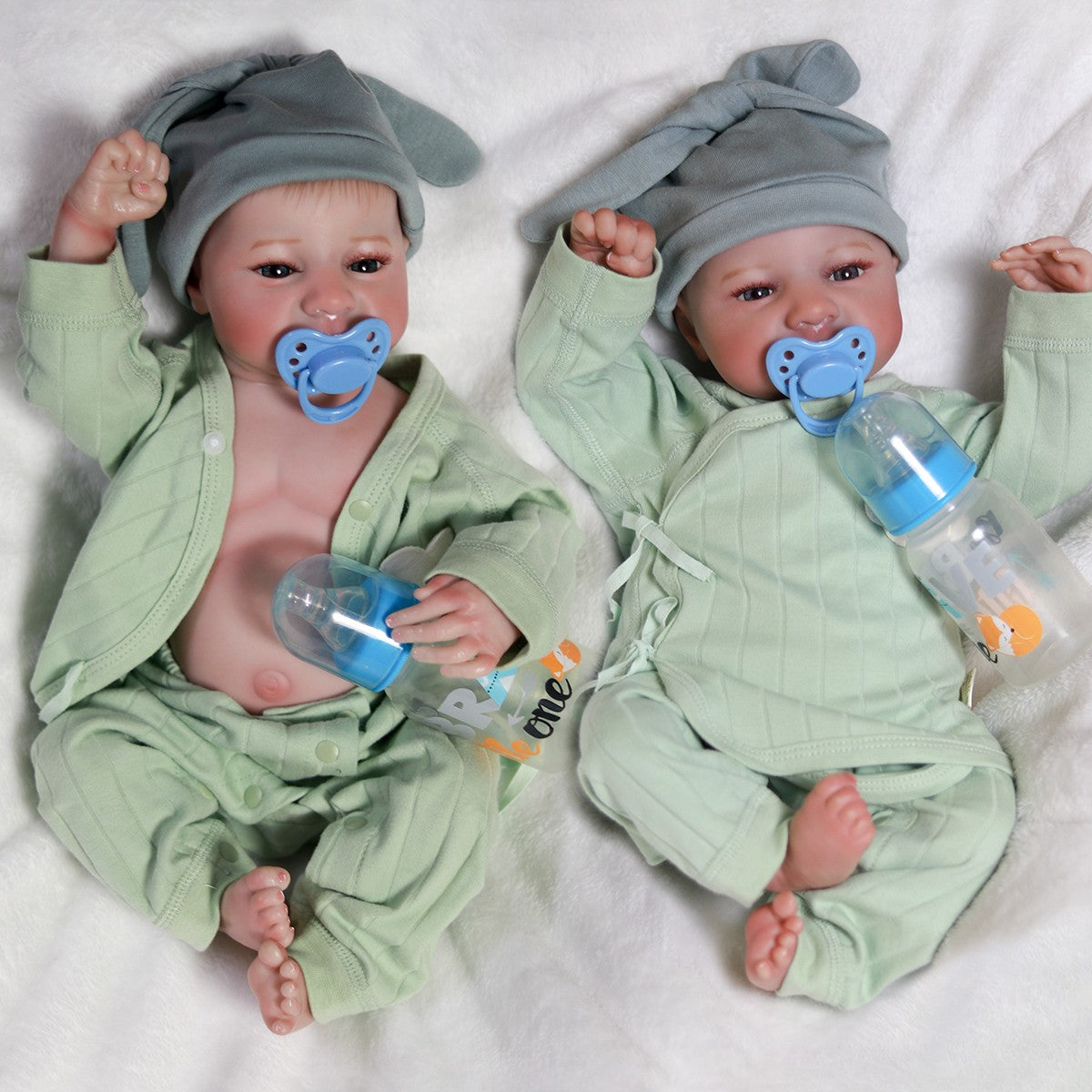 Realistic Reborn Dolls Twins Newborn Baby Boy Vinyl Silicone Lifelike Babies Toy