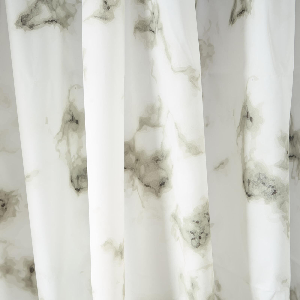 OHS Marble Shower Curtain with 12 Hooks Weighted Hem Bathtub Curtain, White/Grey