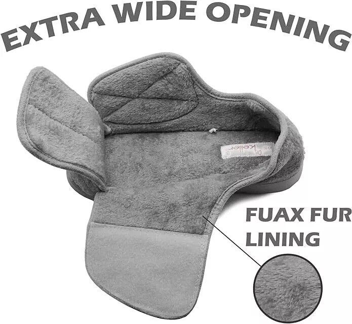 Mens Dr Keller Wide Fit Orthopaedic Slippers Memory Foam Diabetic Fleece Lined