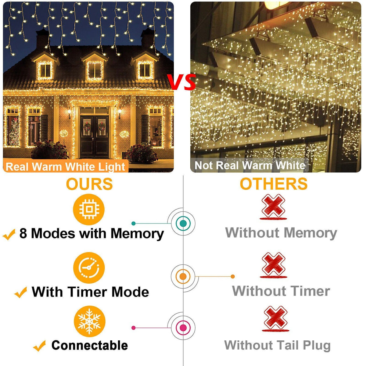CHRISTMAS LED WHITE SNOWING ICICLE BRIGHT PARTY WEDDING XMAS OUTDOOR LIGHTS