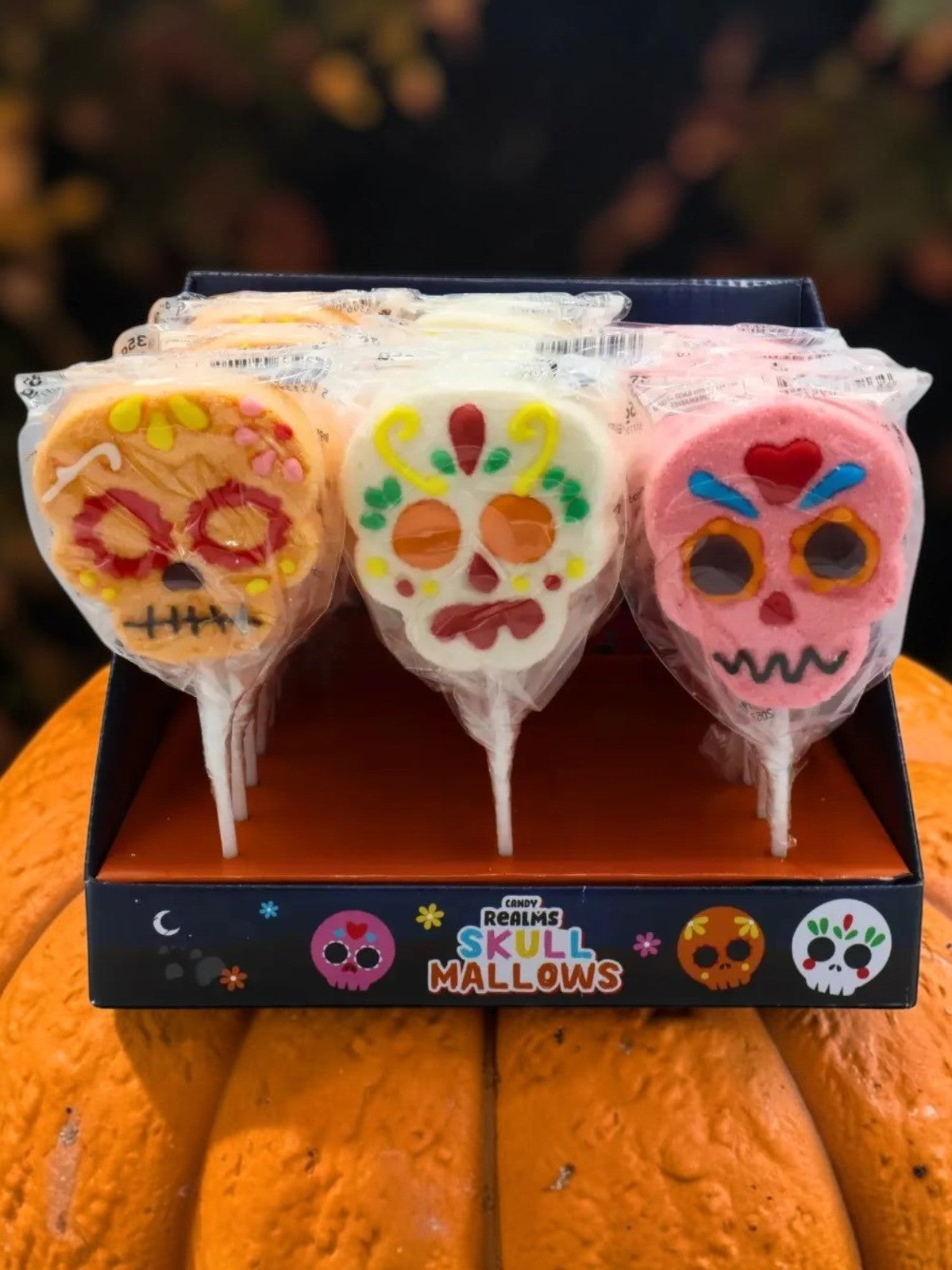 Skull Mallow Lollipops Halloween Fruit Flavoured Sweets 35g each 3, 6 or 12 Pack