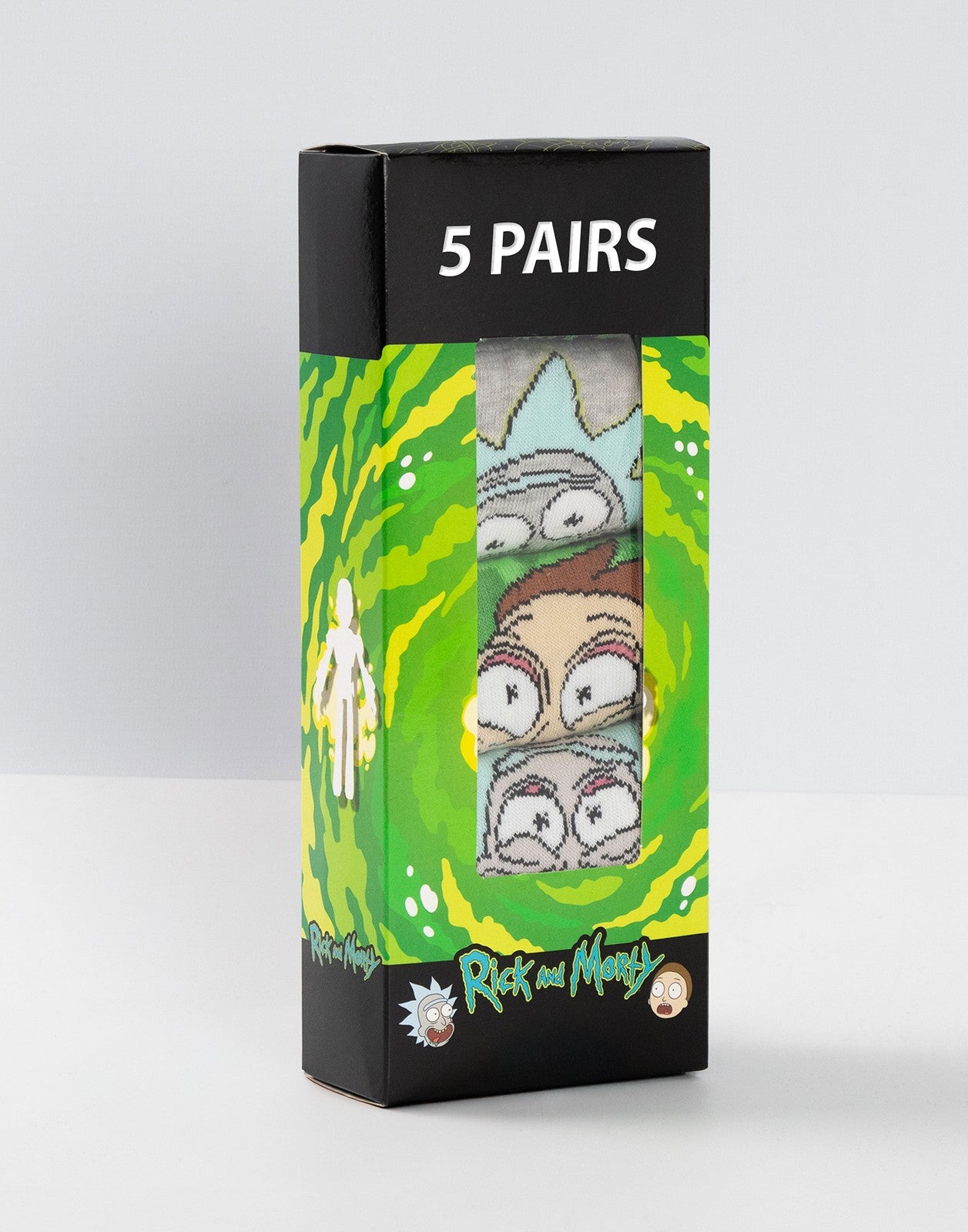 Rick And Morty Calf Socks Set of 5 | Mens Green | Official Merch