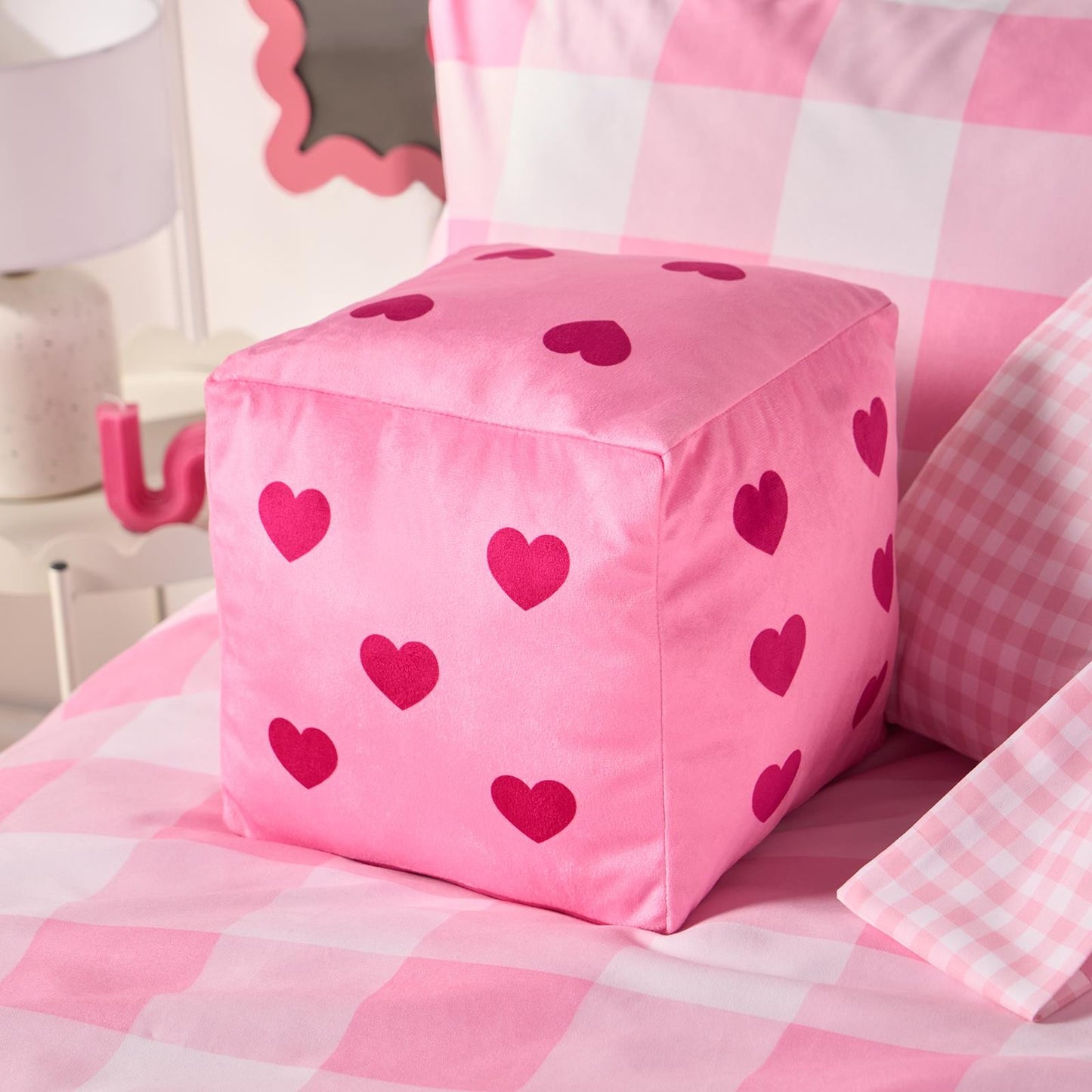 OHS Dice Cushion Hearts Decorative Filled Scatter Throw Pillow Home Decor