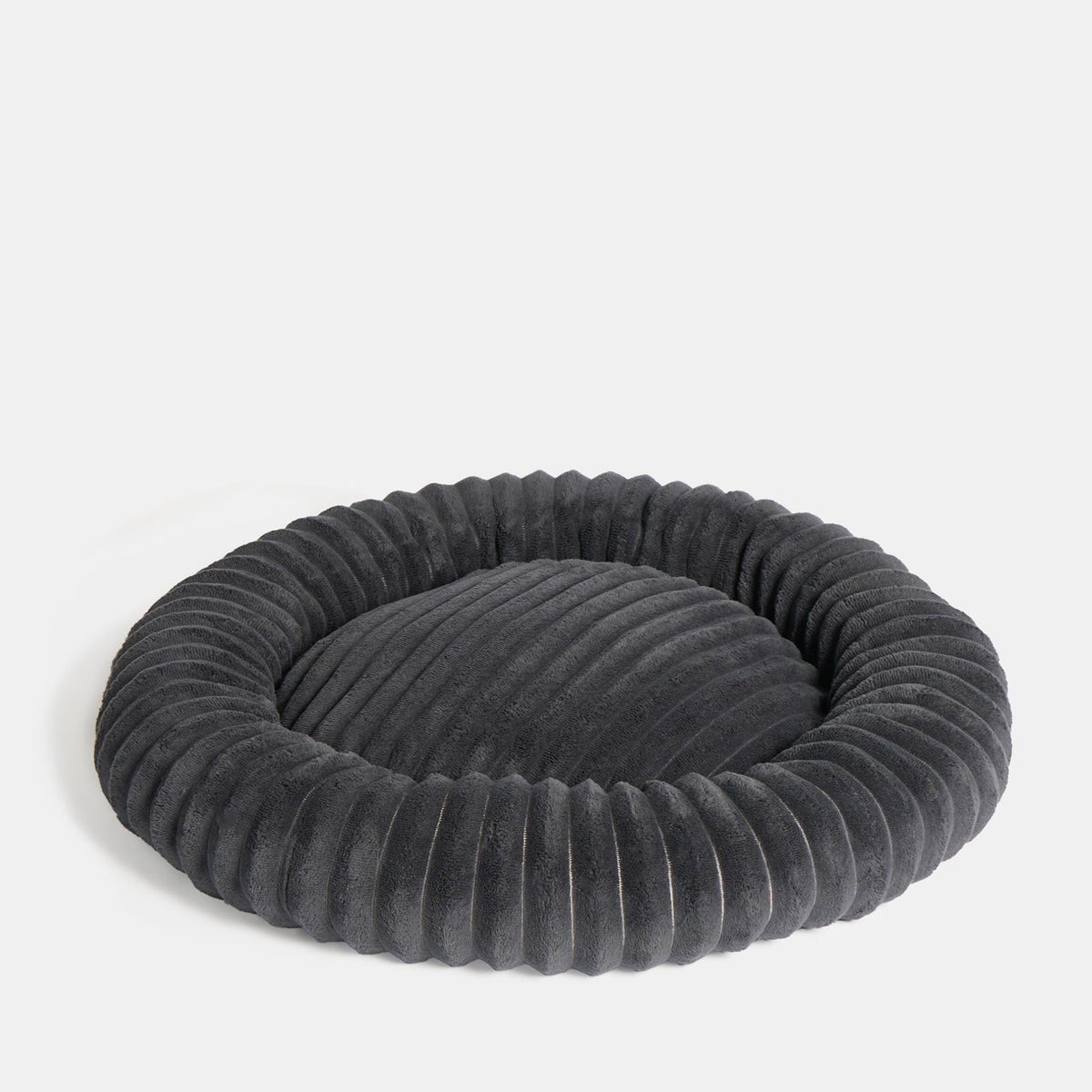OHS Ribbed Pet Bed Soft Fleece Round Calming Anti Anxiety Cushion for Dog Cat