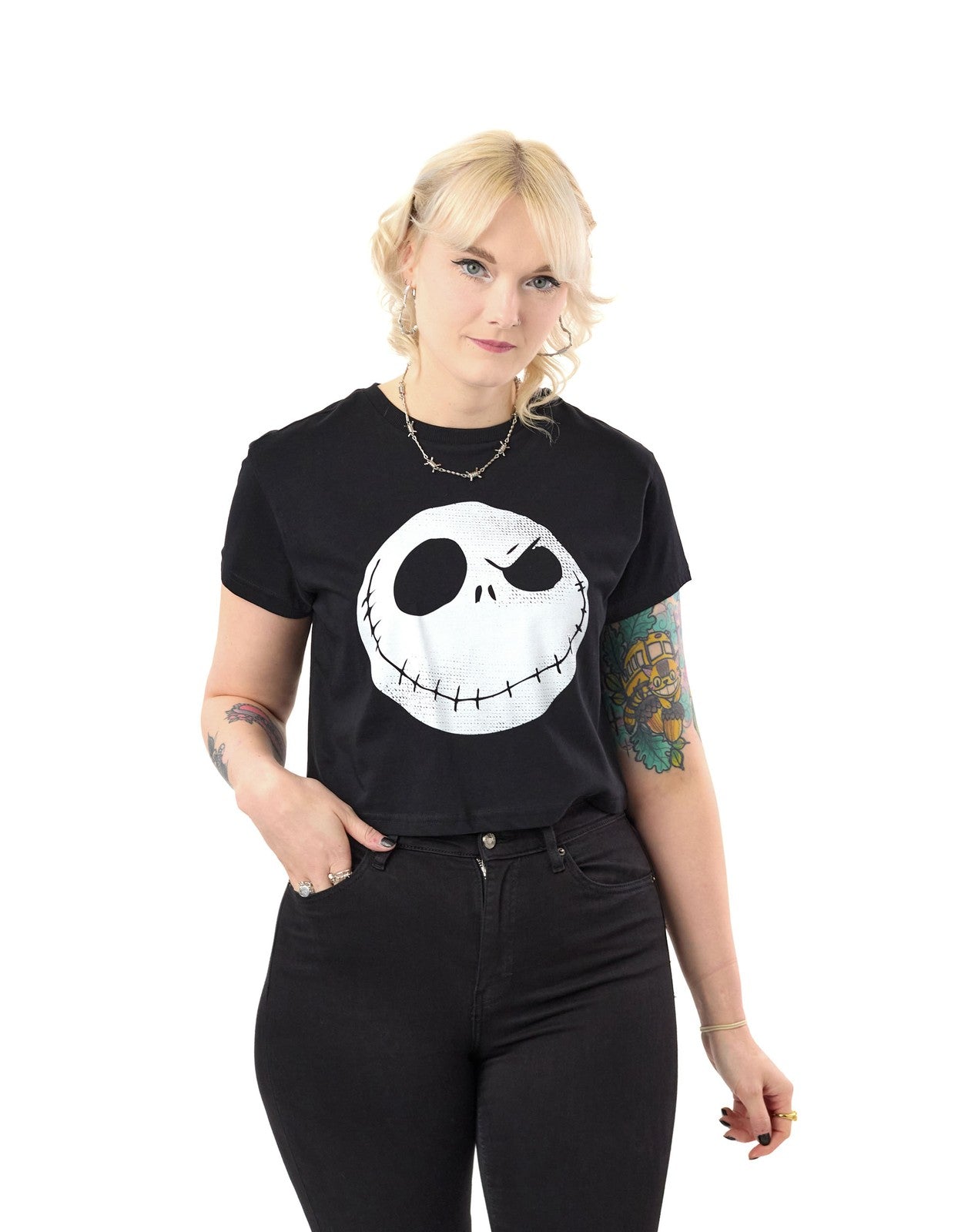 Disney Cropped Short Sleeved T-Shirt | Womens Black | Official Merch