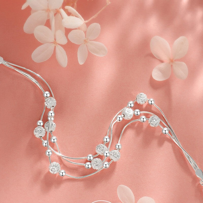 925 Sterling Silver Bead Linked Bracelet Women Girls Jewellery Gift UK