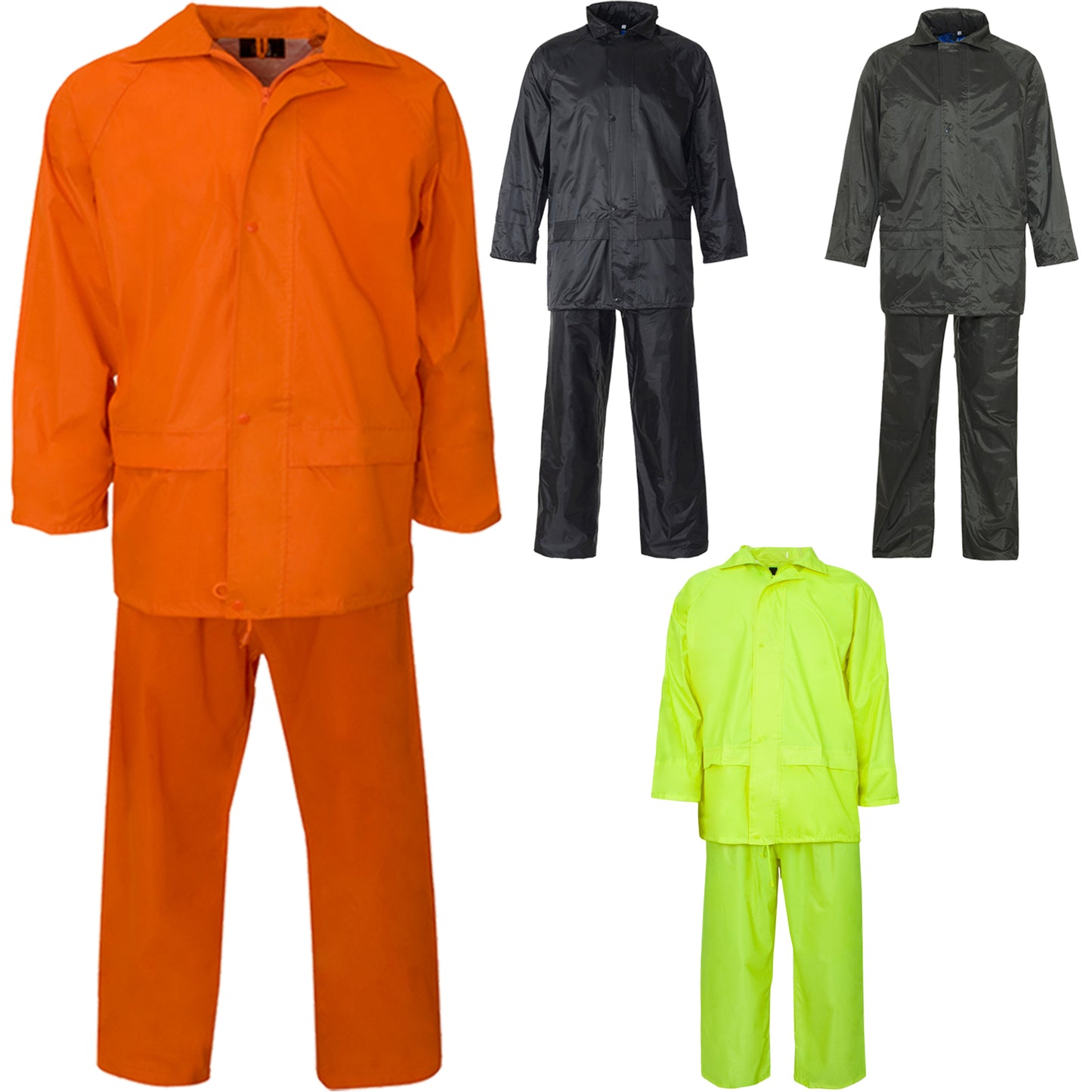 UNISEX RAIN SUIT MENS WOMEN WATERPROOF WORK WEAR PVC COAT TROUSER JACKET OVERALL