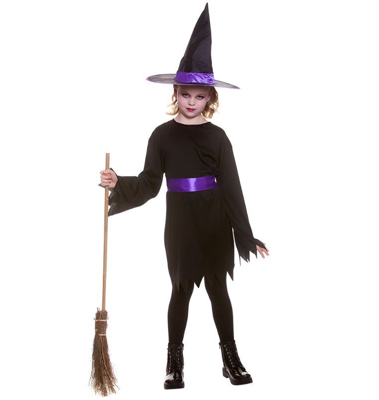 Child MIDNIGHT WITCH + HAT Halloween Wicked Spooky Girls Fancy Dress Costume