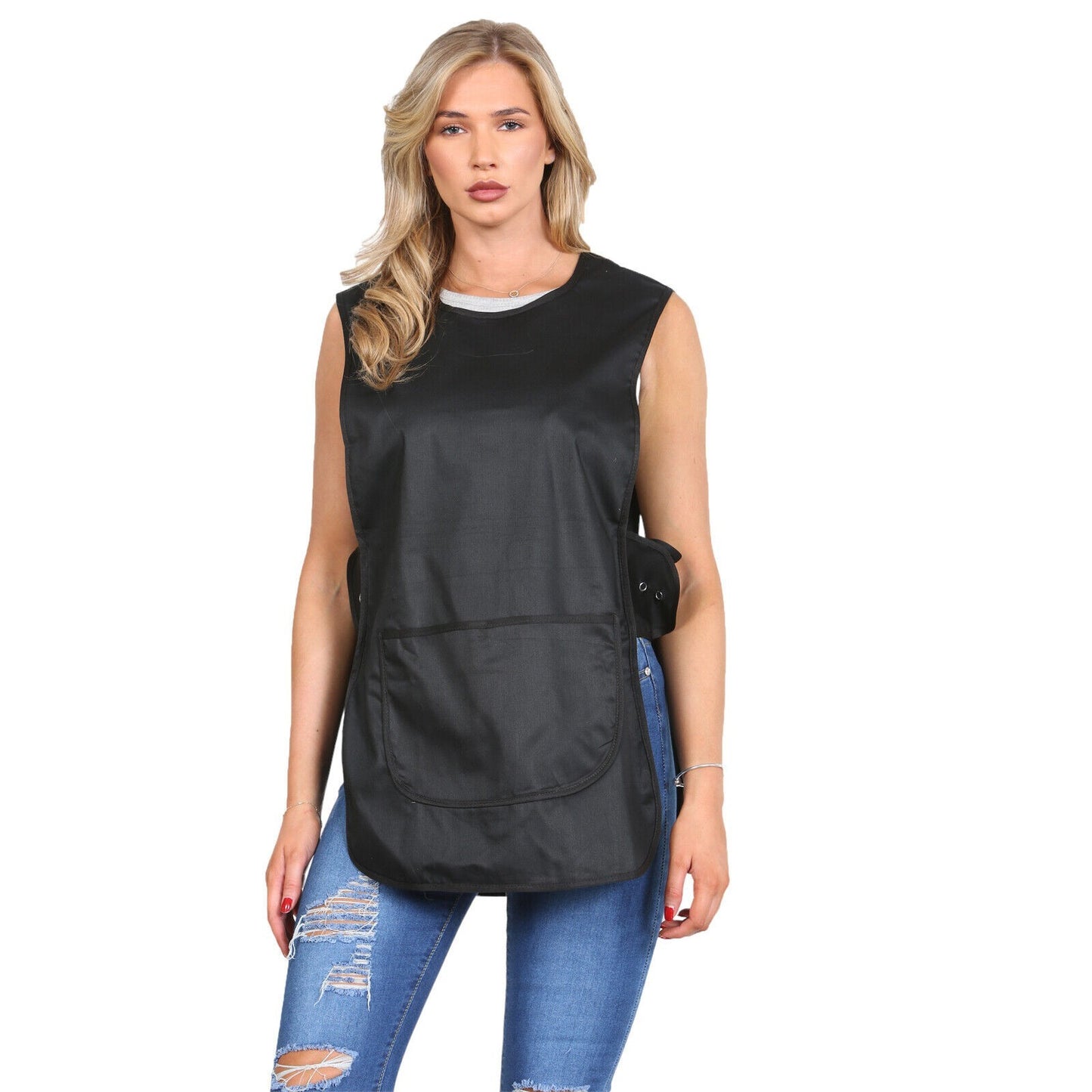 Plain Tabard Apron Workwear Cleaning Catering Salon | Large Pocket | Popper Fast