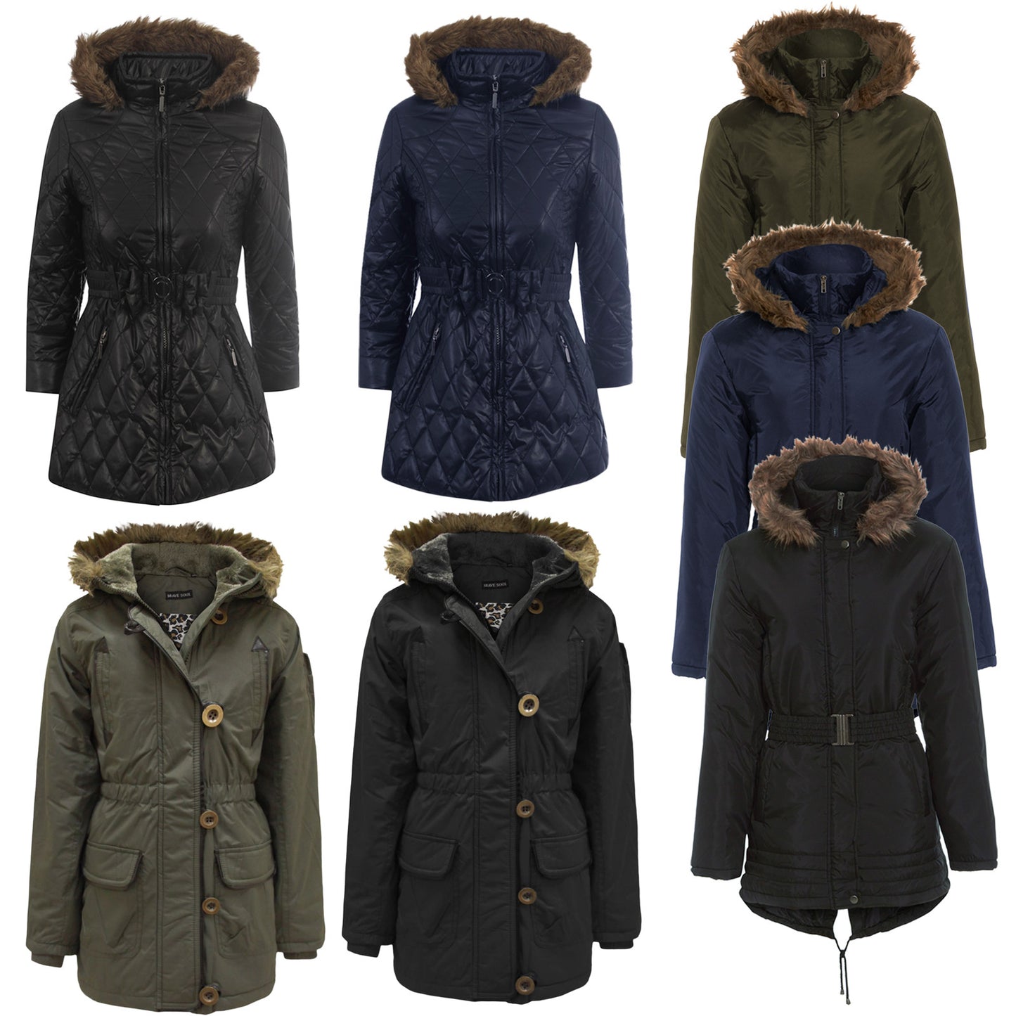 GIRLS JACKET KIDS PADDED FUR HOODED PUFFER QUILTED WARM WINTER PUFFA PARKA COAT