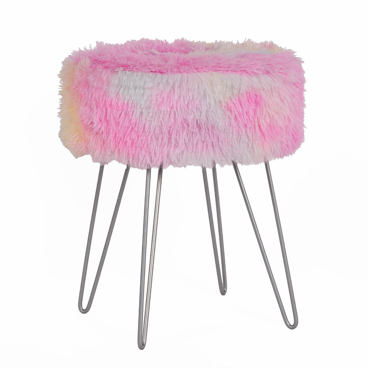 Fluffy Footstool Hairpin Fleece Bedroom Vanity Seat Modern Pouffe Decor Chair