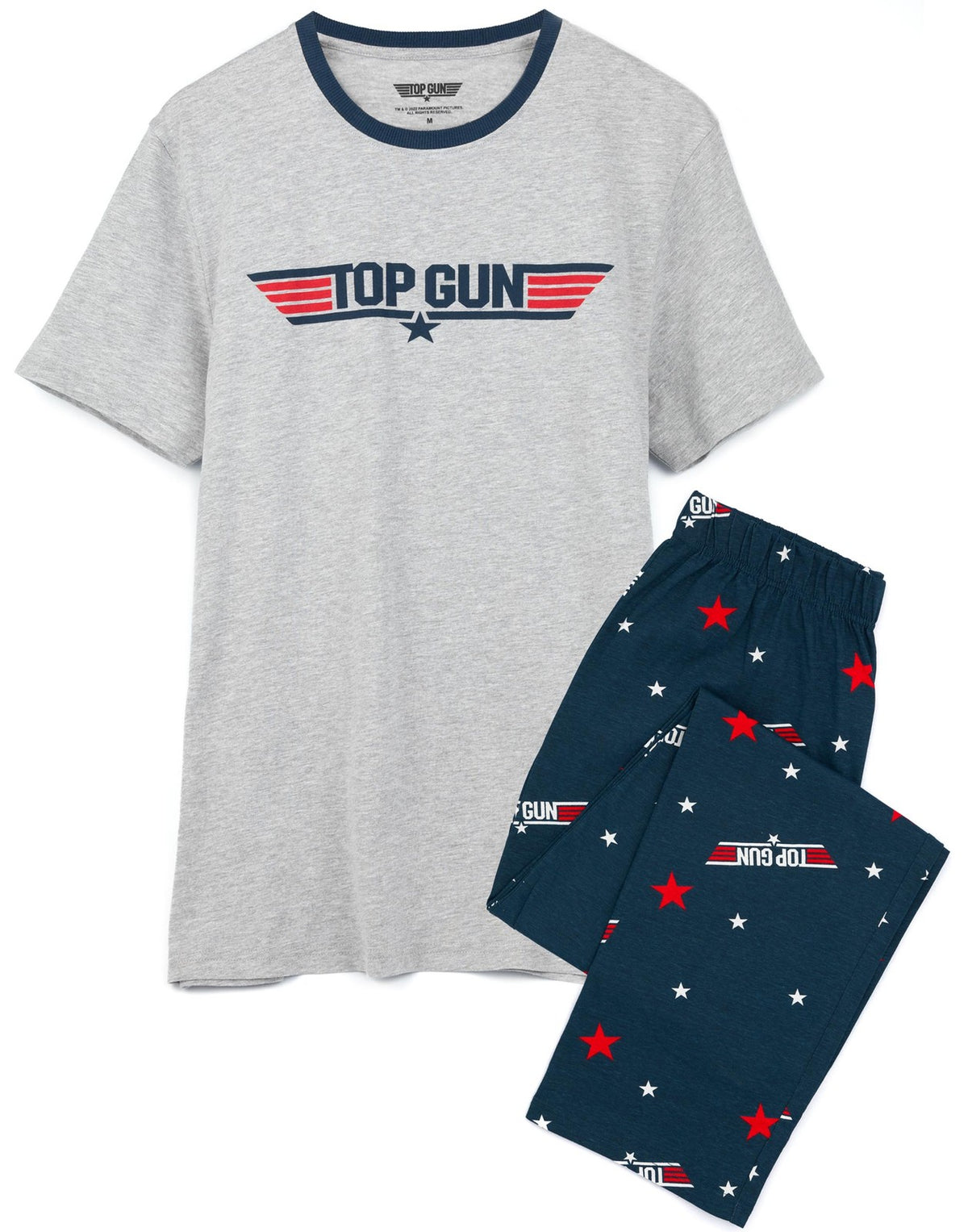 Top Gun Short Sleeve Long Leg Pyjama Set | Mens Navy/Grey | Official Merch
