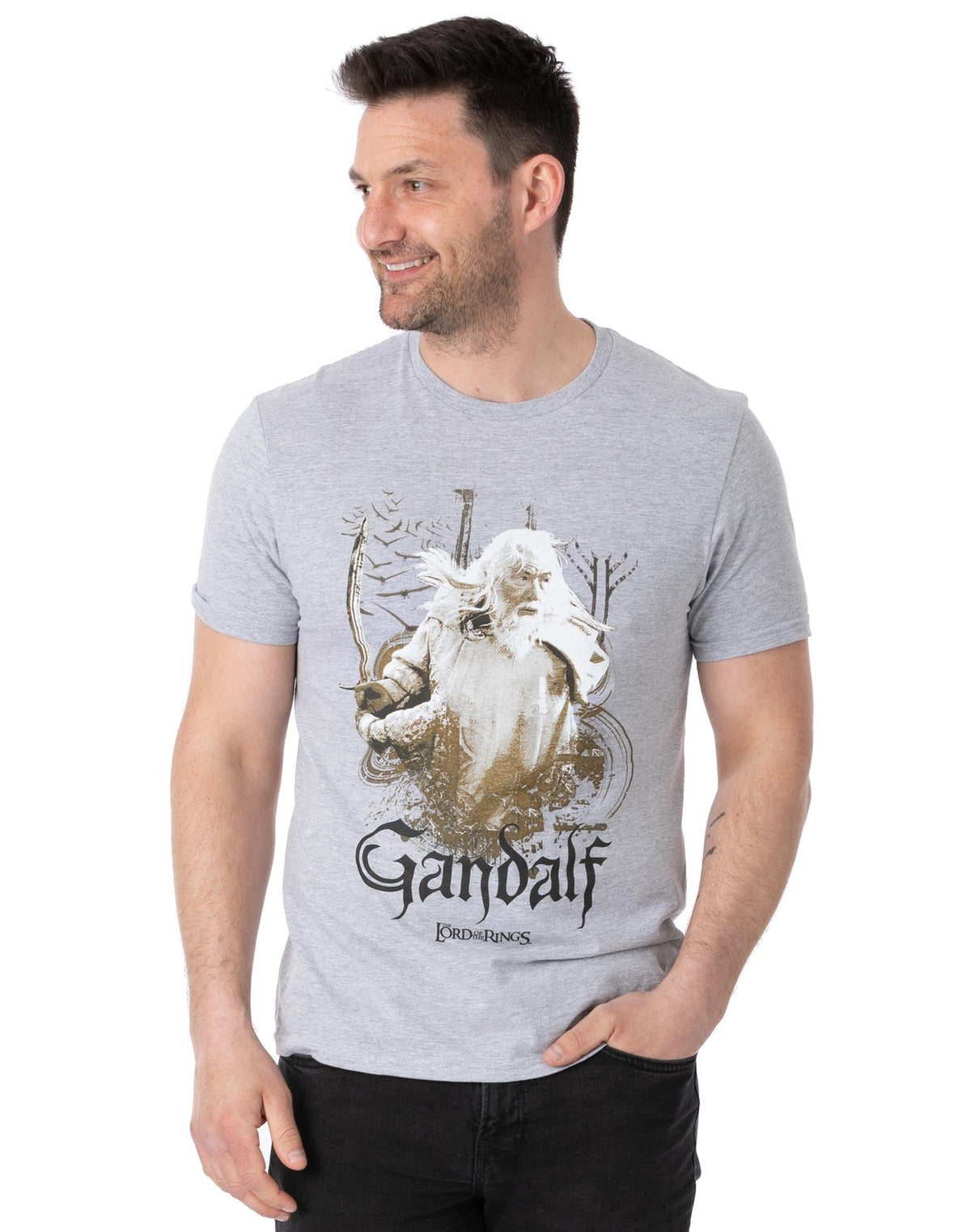 Lord Of The Rings Short Sleeved T-Shirt | Mens Grey | Official Merch