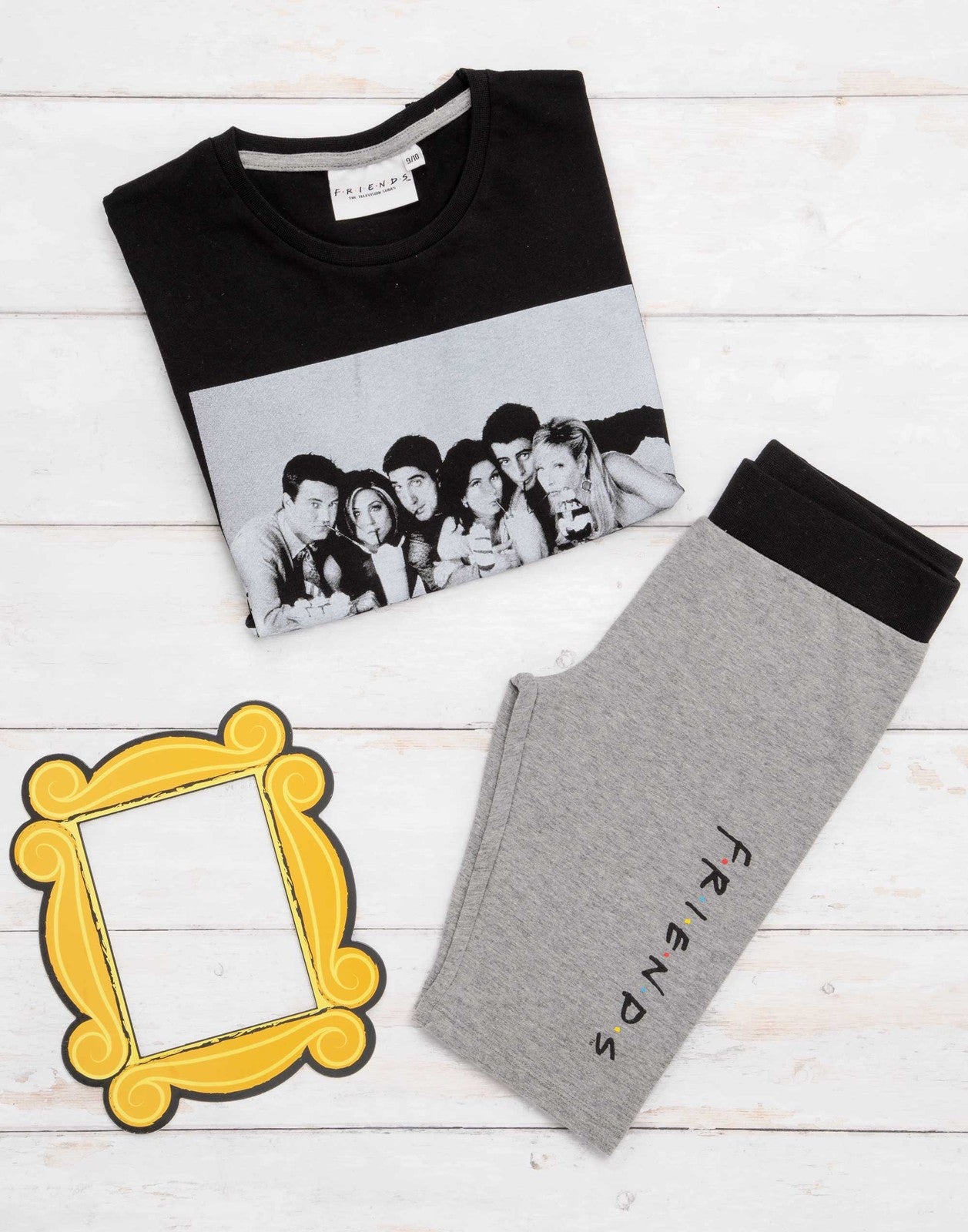 Friends Short Sleeve Cycling Short Pyjama Set | Girls Black | Official Merch