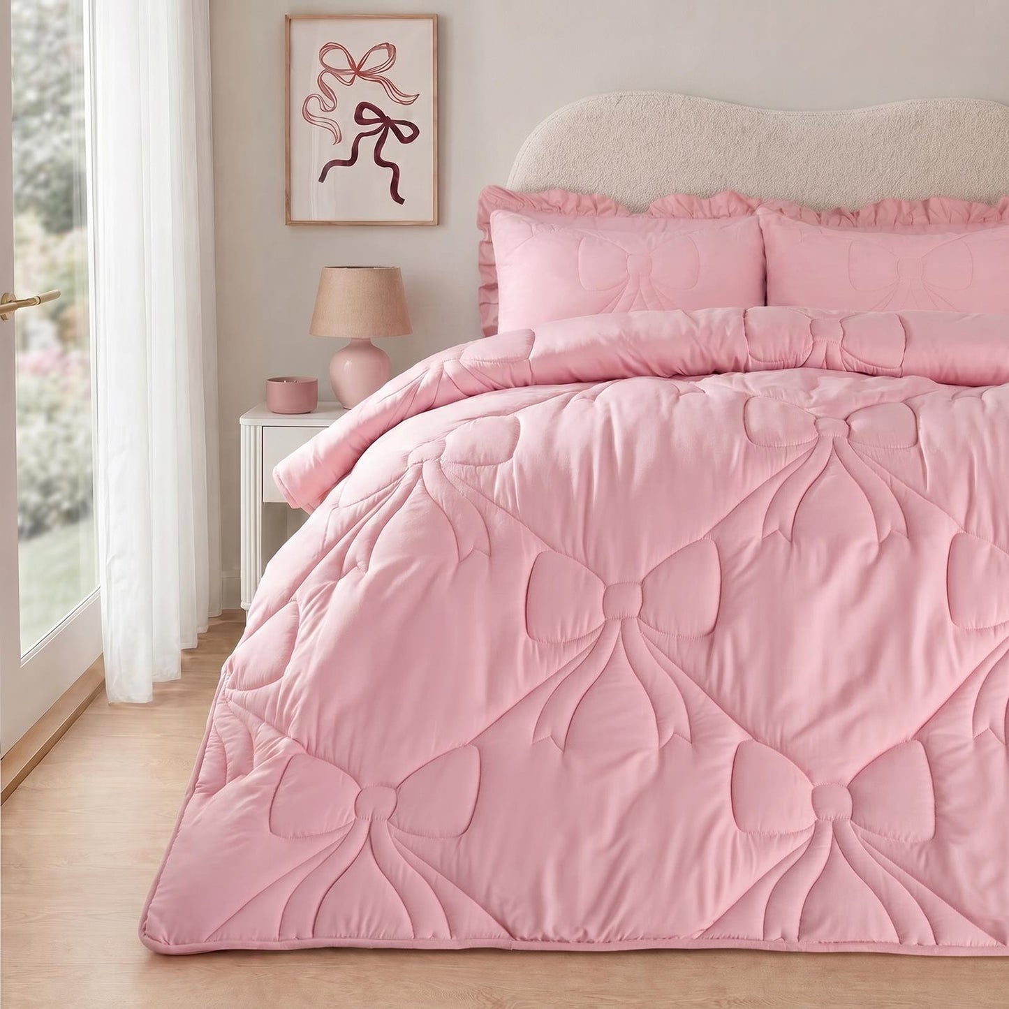 OHS Bow Lattice Coverless 7.5 TOG Duvet Bedding Set with Pillowcase