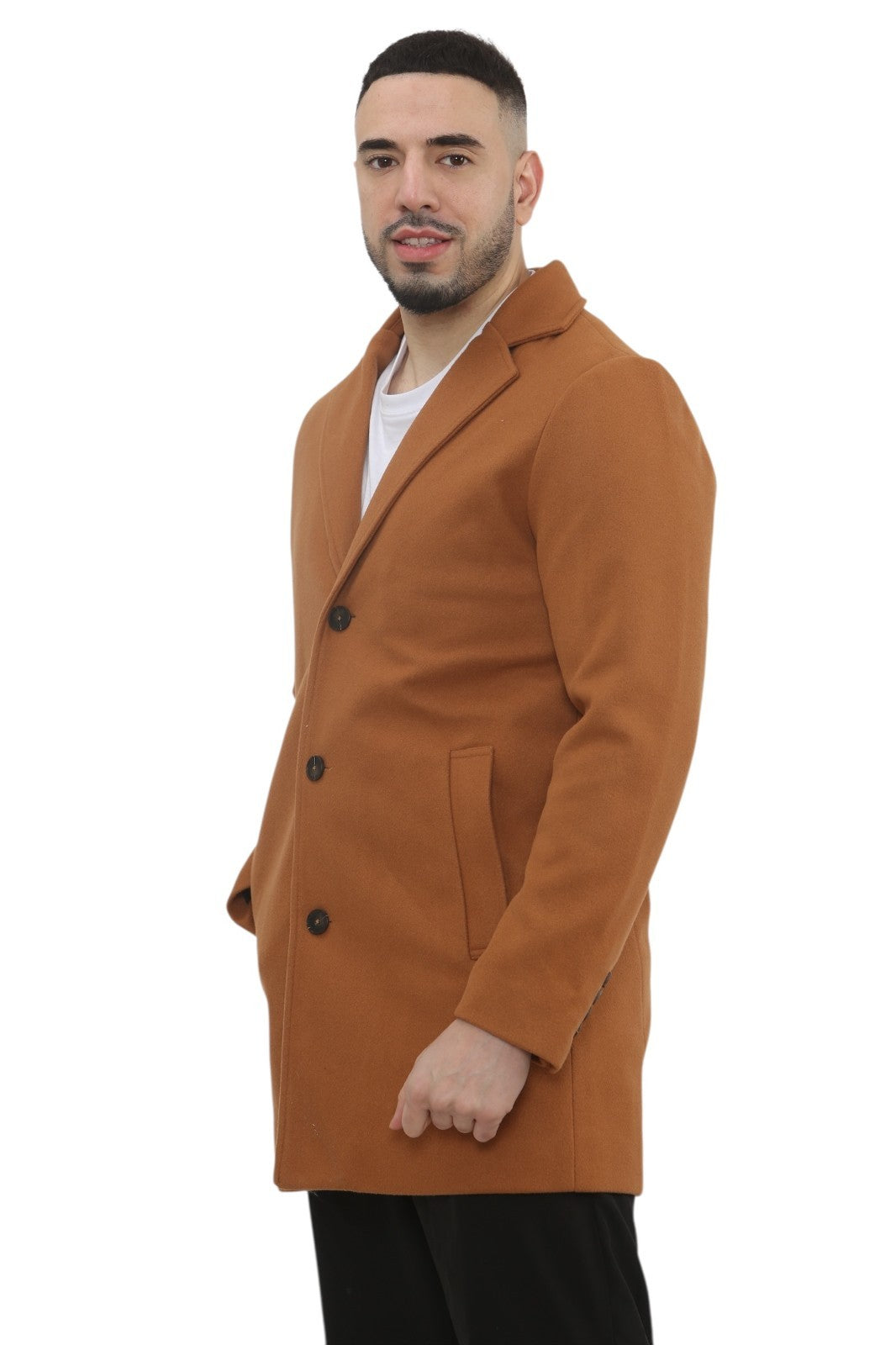 MENS TRENCH COAT CLASSIC SLIM FIT NOTCHED COLLAR STYLISH OVERCOAT OUTWEAR JACKET