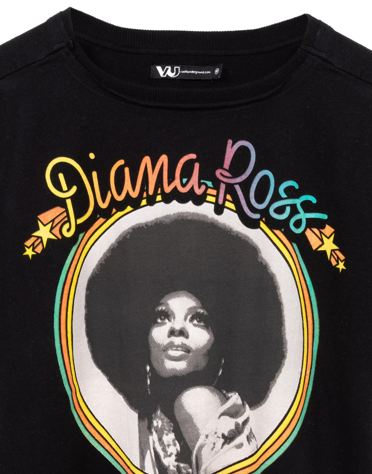 Diana Ross Cropped Short Sleeved T-Shirt | Womens Black | Official Merch