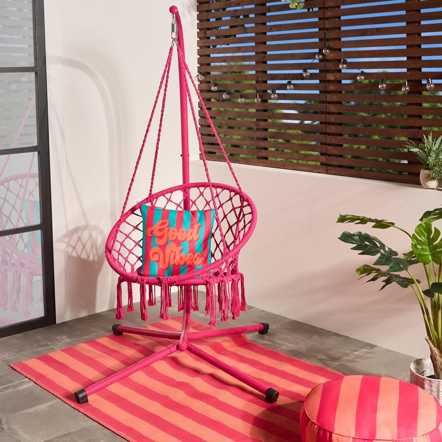 OHS Macrame Hanging Chair Garden Swing Hammock Rope Soft Tassels Outdoor
