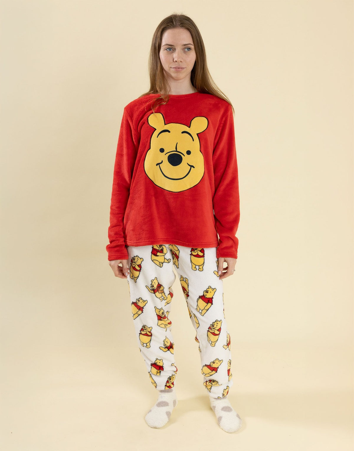 Winnie the Pooh Long Sleeve Long Leg Pyjama Set | Womens Red | Official Merch