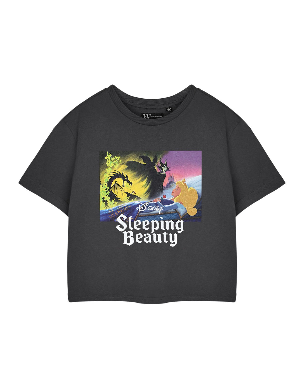 Disney Cropped Short Sleeved T-Shirt | Womens Charcoal | Official Merch
