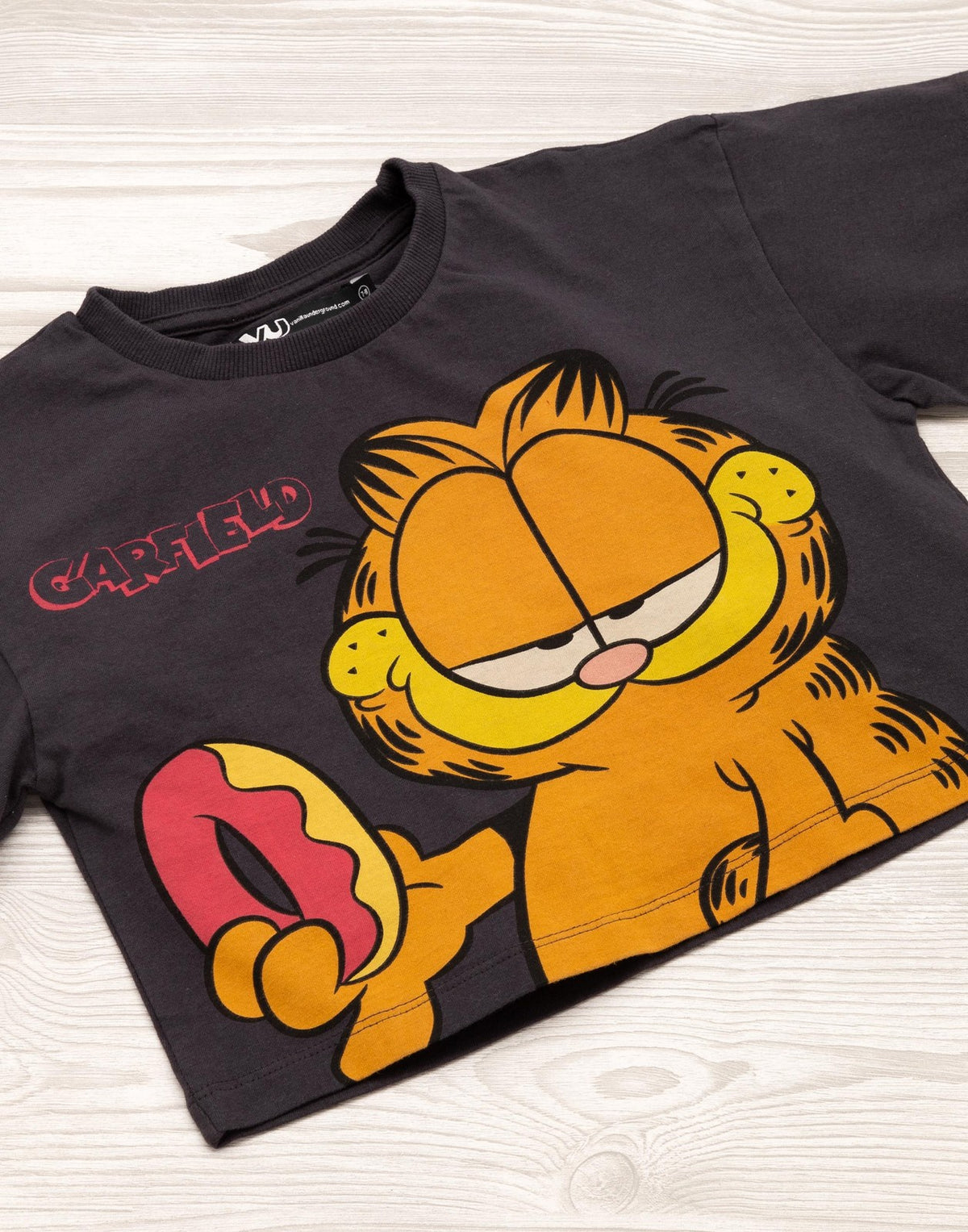 Garfield Cropped Short Sleeved T-Shirt | Girls Grey | Official Merch