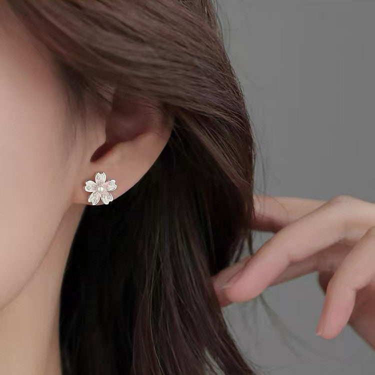 925 Sterling Silver Pearl Flower Stud Earrings Jewellery Women Girls Gift