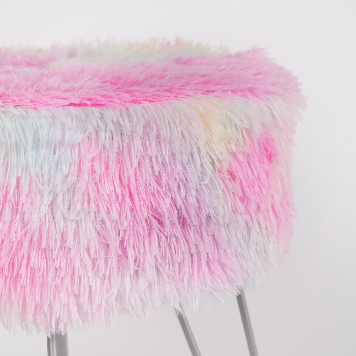 Fluffy Footstool Hairpin Fleece Bedroom Vanity Seat Modern Pouffe Decor Chair