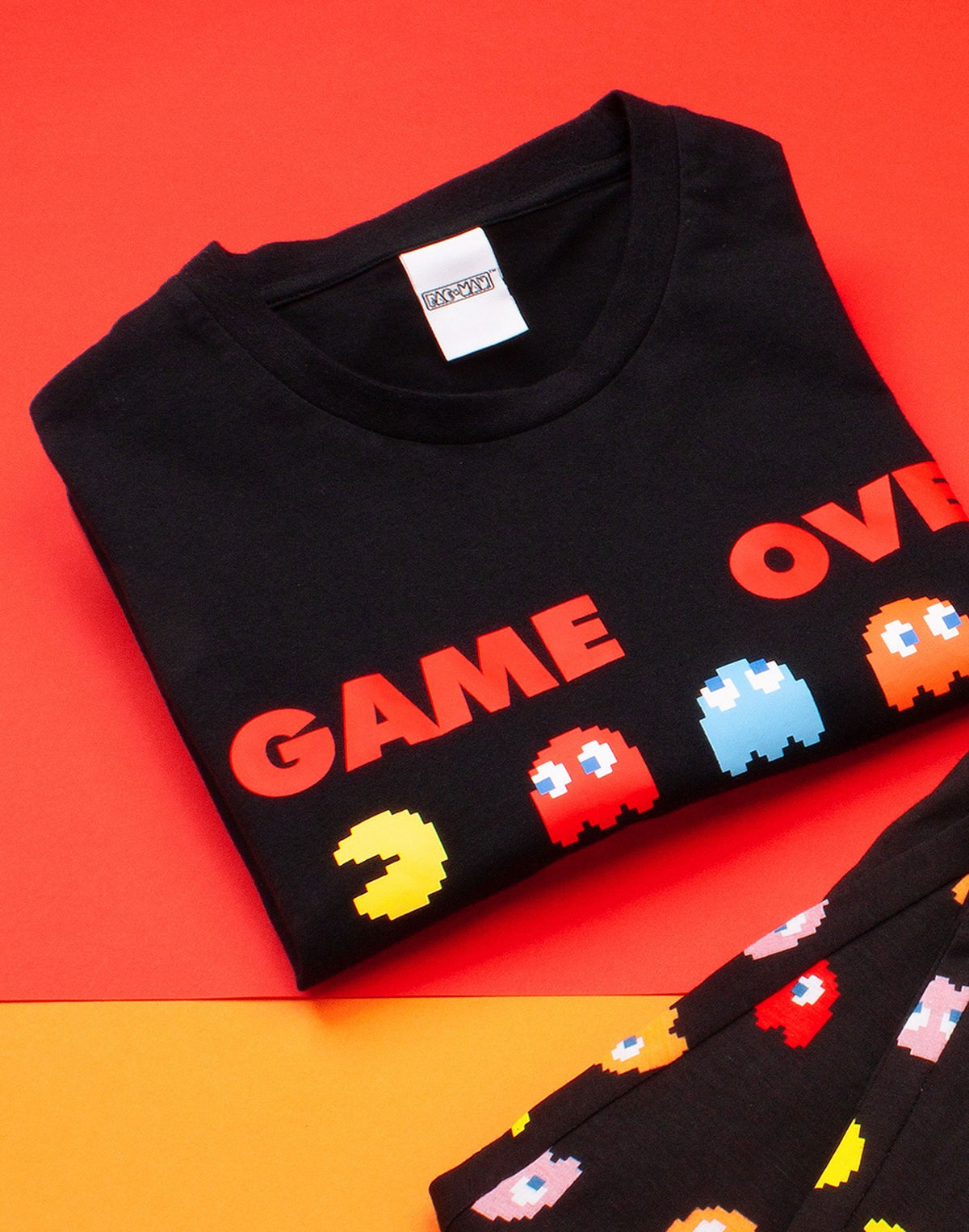 Pacman Short Sleeve Long Leg Pyjama Set | Mens Black | Official Merch