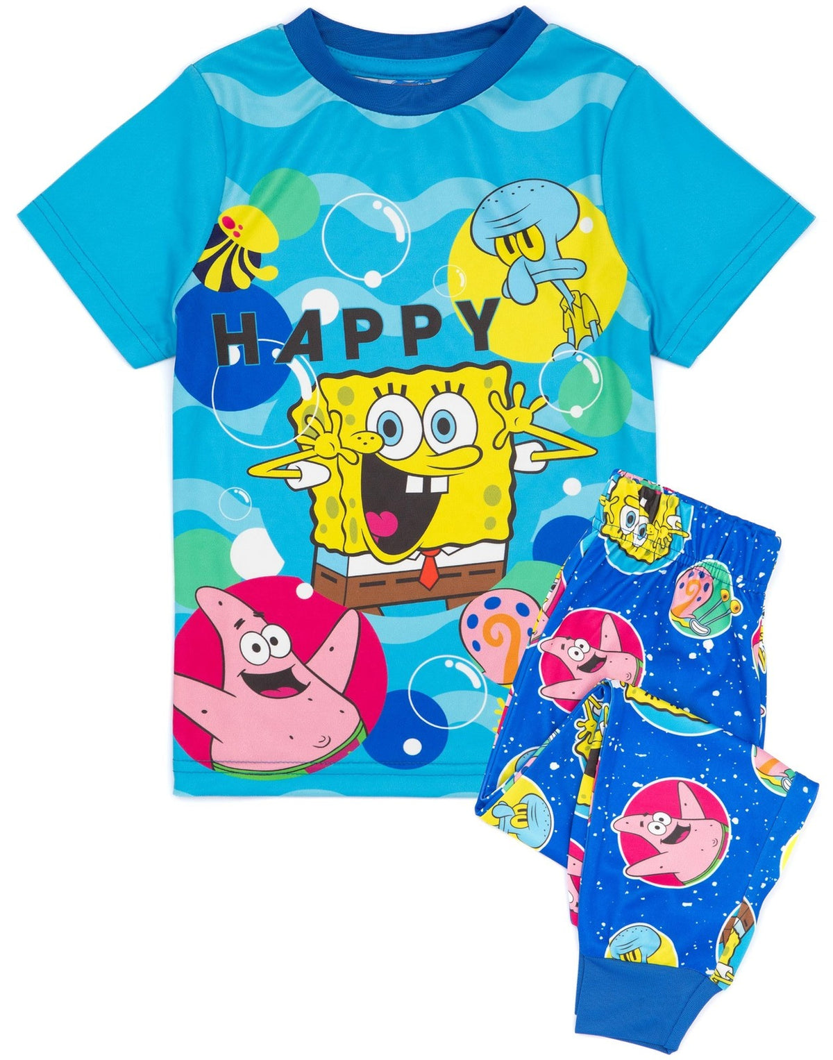 SpongeBob SquarePants Short Sleeve Long Leg Pyjama Set | Boys Blue | Official Me