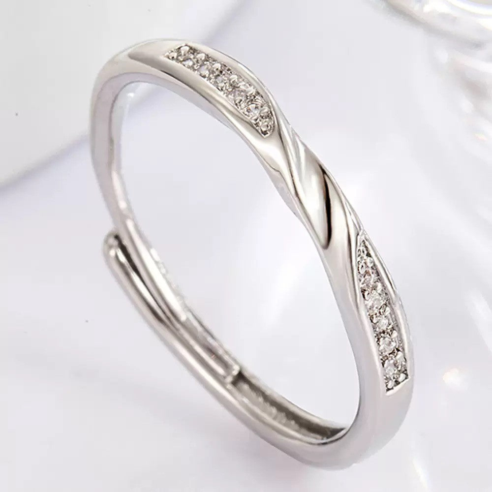 925 Sterling Silver Crystal Stone Adjustable Ring Engagement Women Jewellery UK