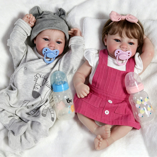18" Lifelike Reborn Dolls Full Body Vinyl Silicone Boy Girl Twins Newborn Babies