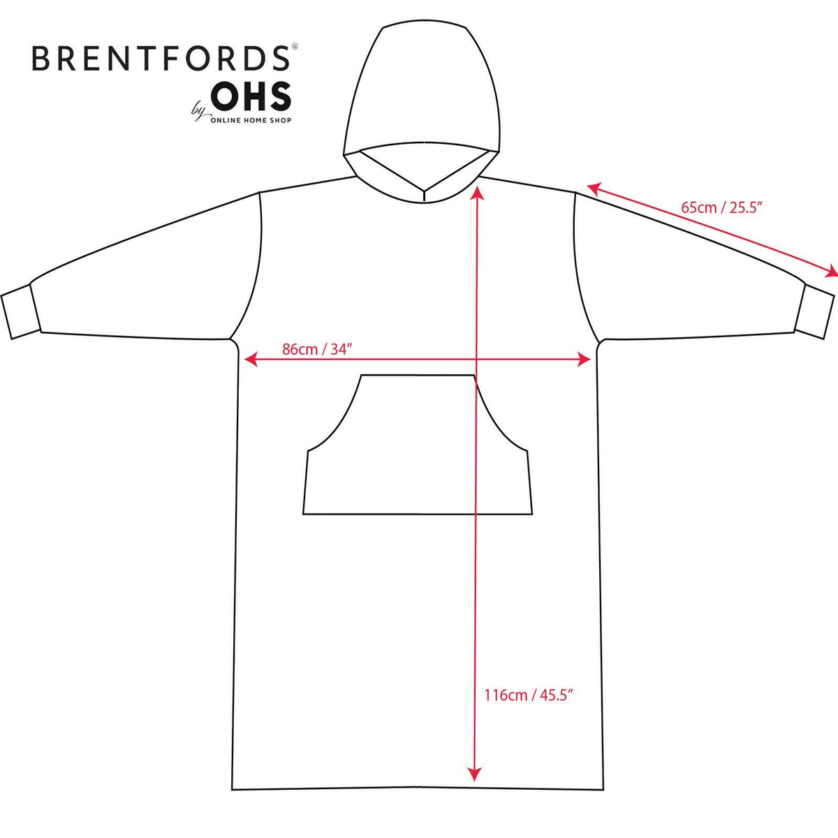 Brentfords Extra Long Blanket Hoodie Oversized Teddy Fleece Sweatshirt Adult NEW