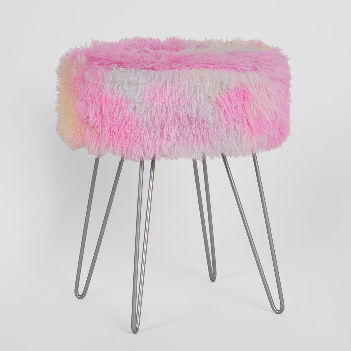 Fluffy Footstool Hairpin Fleece Bedroom Vanity Seat Modern Pouffe Decor Chair