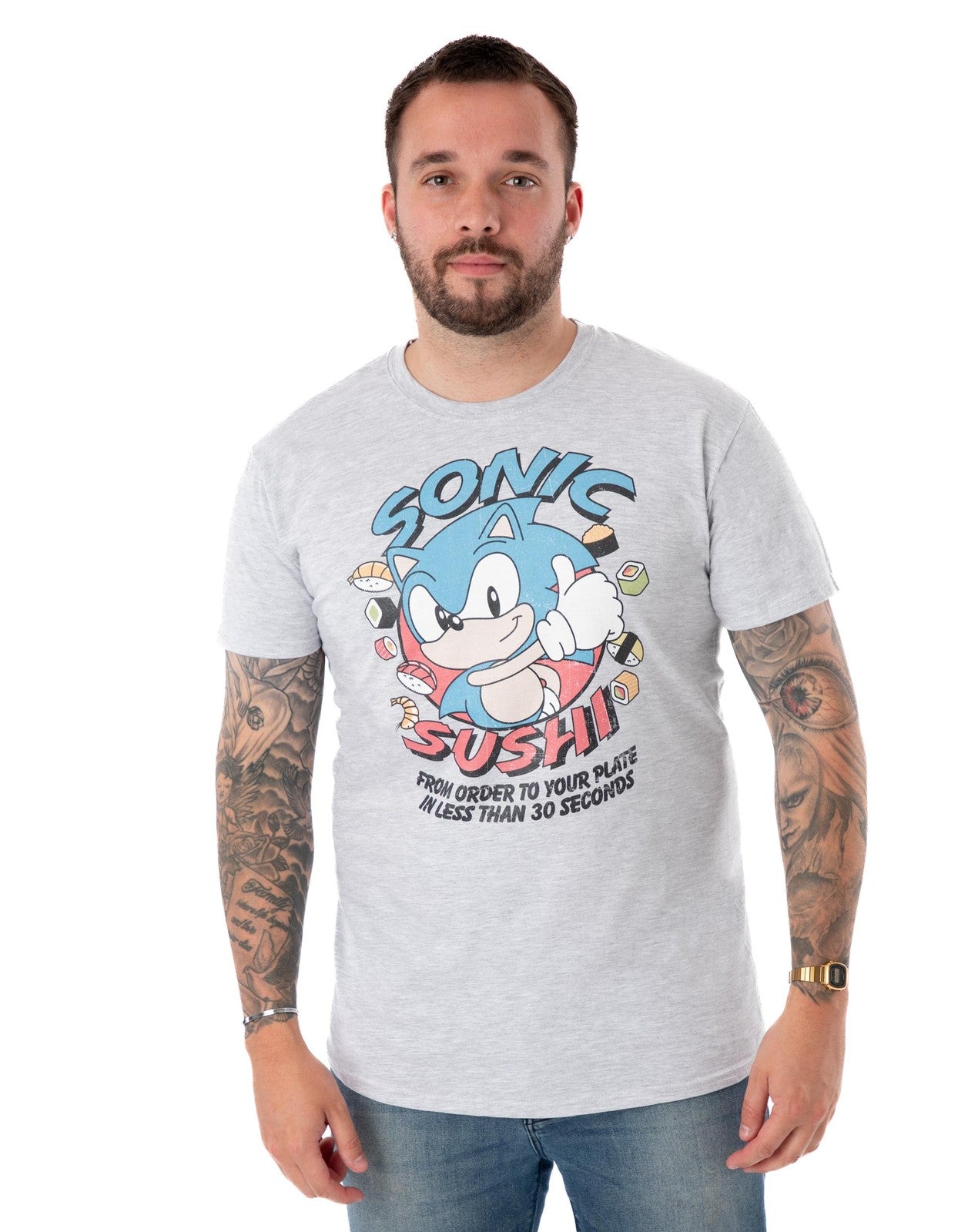 Sonic the Hedgehog Short Sleeved T-Shirt | Mens Grey Marl | Official Merch