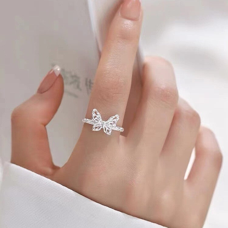 925 Sterling Silver Elegant Butterfly Adjustable Ring Women Girls Jewellery Gift