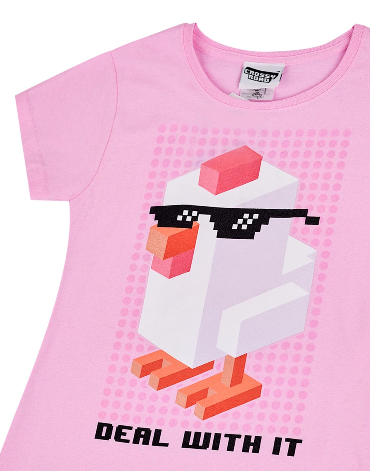 Crossy Road Short Sleeved T-Shirt | Girls Pink | Official Merch