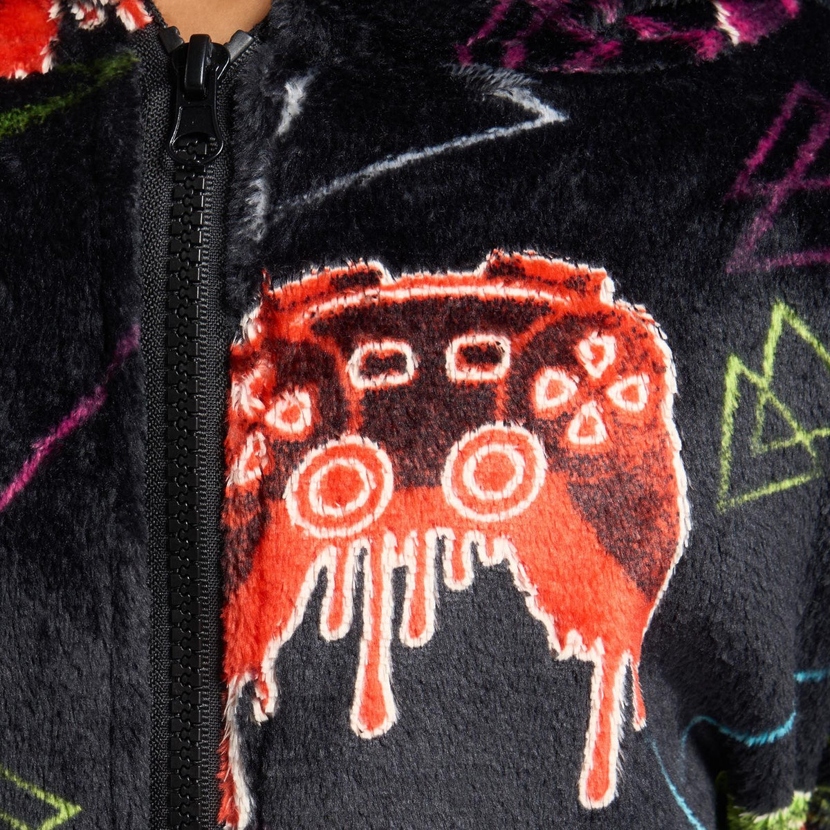 OHS Kids All In One Pyjama Glow in the Dark Gaming Print Sherpa Lined Loungewear
