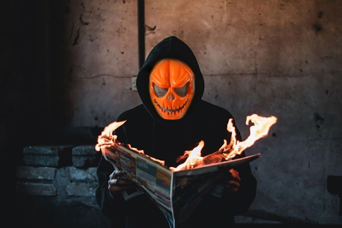 Halloween Mask Pumpkin Head Costume Adult Outfit Scary Spooky Horror