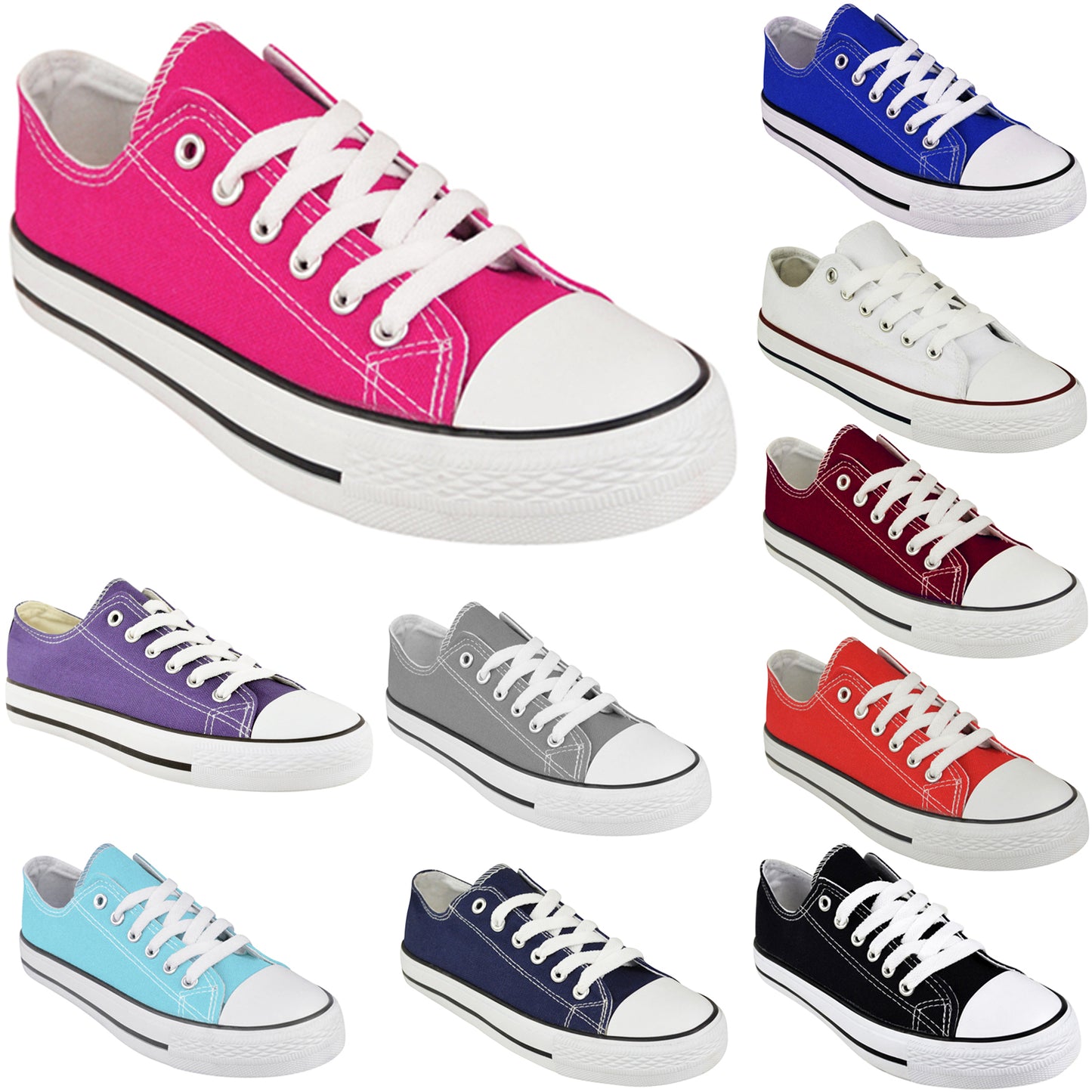 WOMENS SHOES LADIES LACE UP PLIMSOLLS PUMPS SNEAKERS TRAINERS SKATERS PLIMSOLES