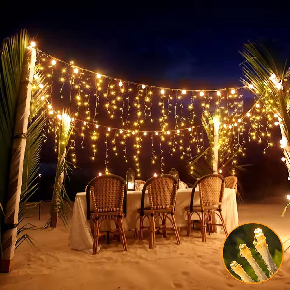CHRISTMAS LED WHITE SNOWING ICICLE BRIGHT PARTY WEDDING XMAS OUTDOOR LIGHTS