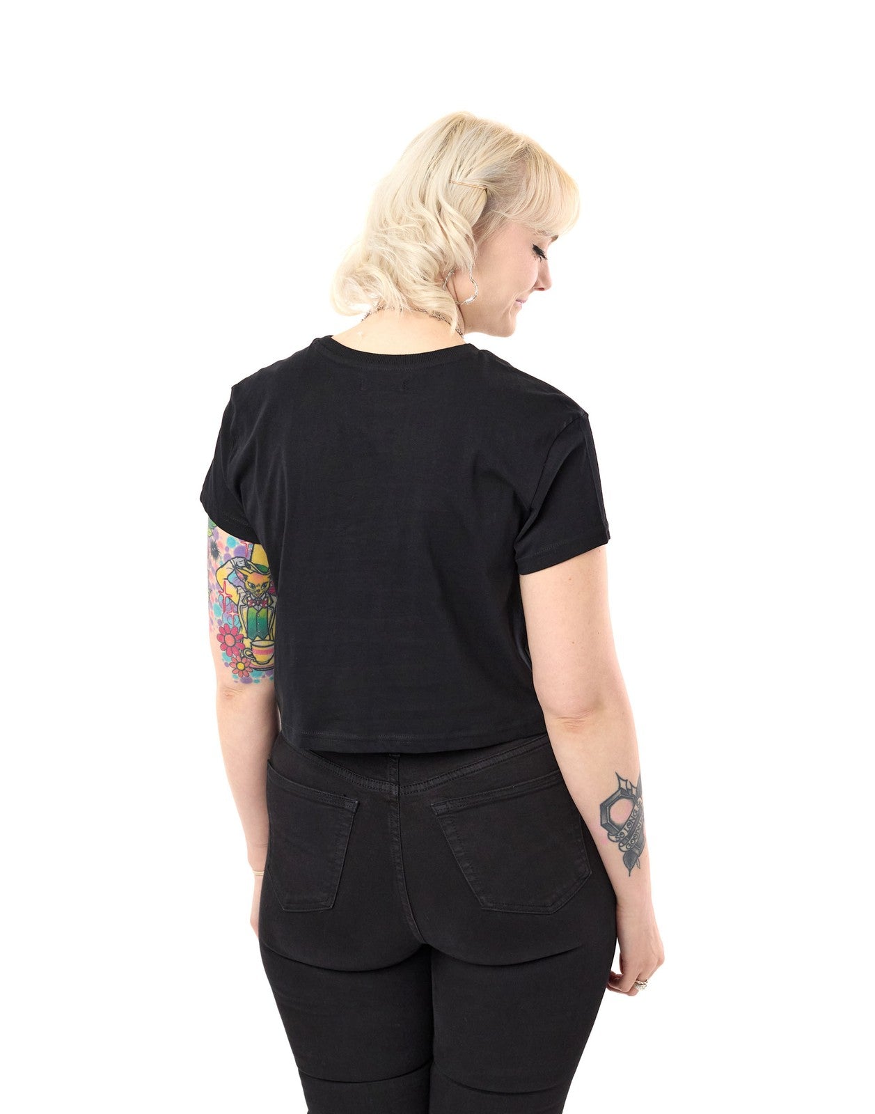 Disney Cropped Short Sleeved T-Shirt | Womens Black | Official Merch