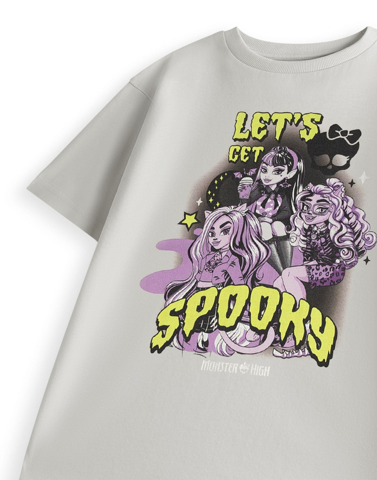 Monster High Short Sleeved T-Shirt | Girls Light Grey | Official Merch