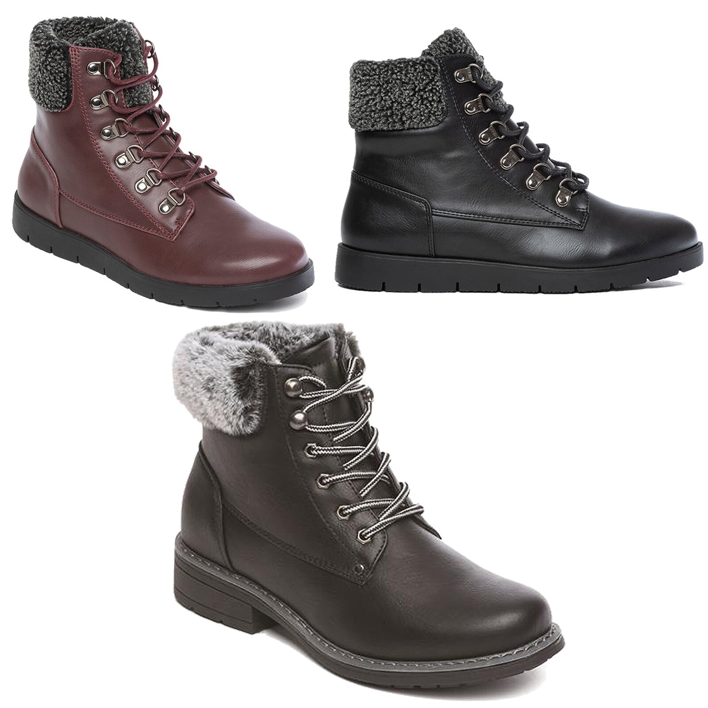 LADIES HIGH TOP SNEAKER ANKLE BOOTS CASUAL TRAVEL LEATHER LACES FUR LINED SHOES
