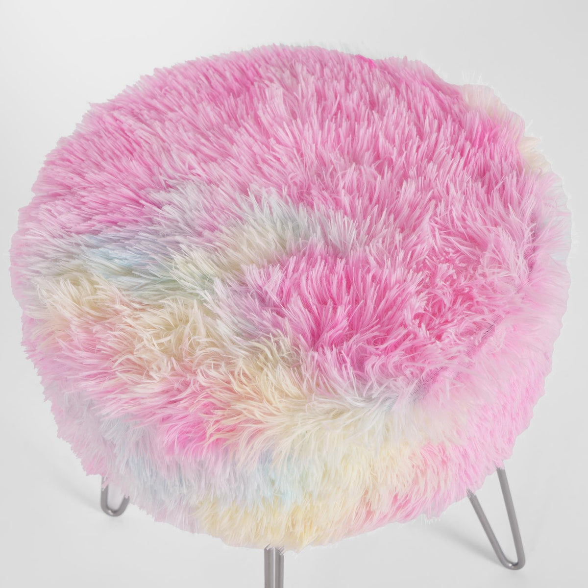 Fluffy Footstool Hairpin Fleece Bedroom Vanity Seat Modern Pouffe Decor Chair