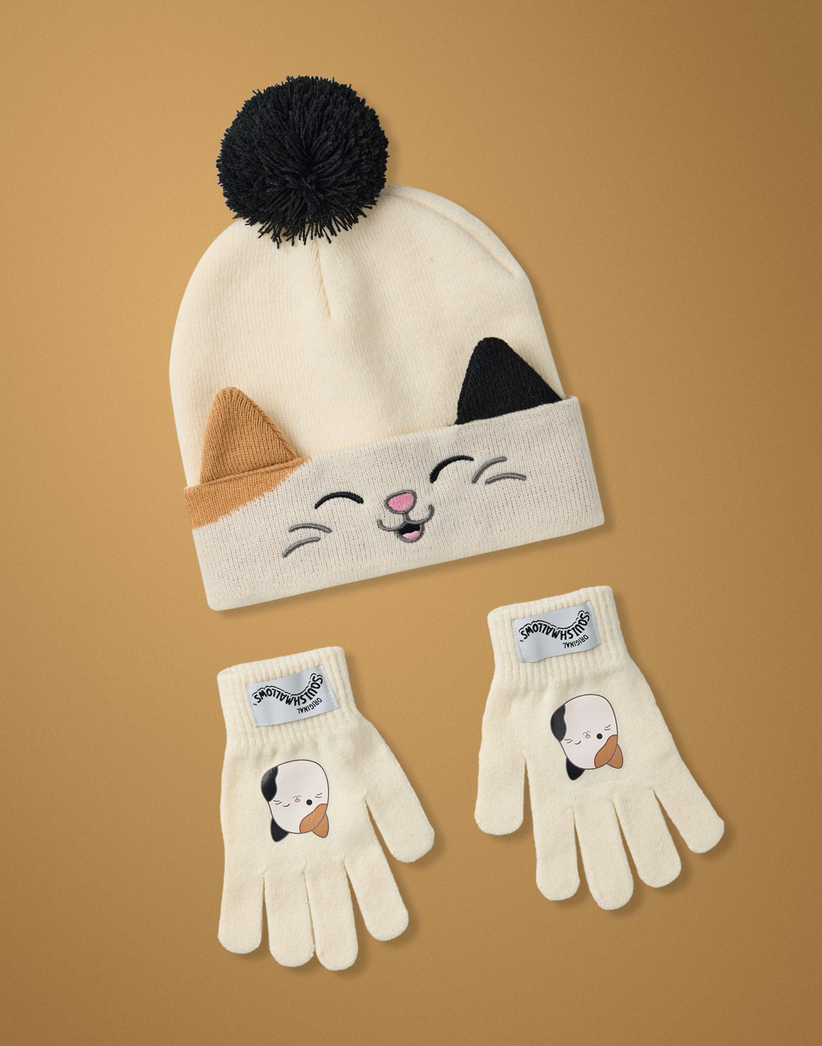 Squishmallows Beanie and Gloves Set | Girls Beige | Official Merch