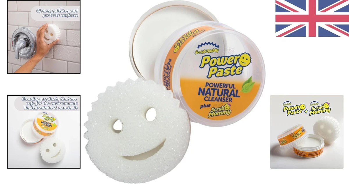Scrub Daddy Power Paste Cleaner with Scrub Mommy Sponge for Heavy Duty Cleaning