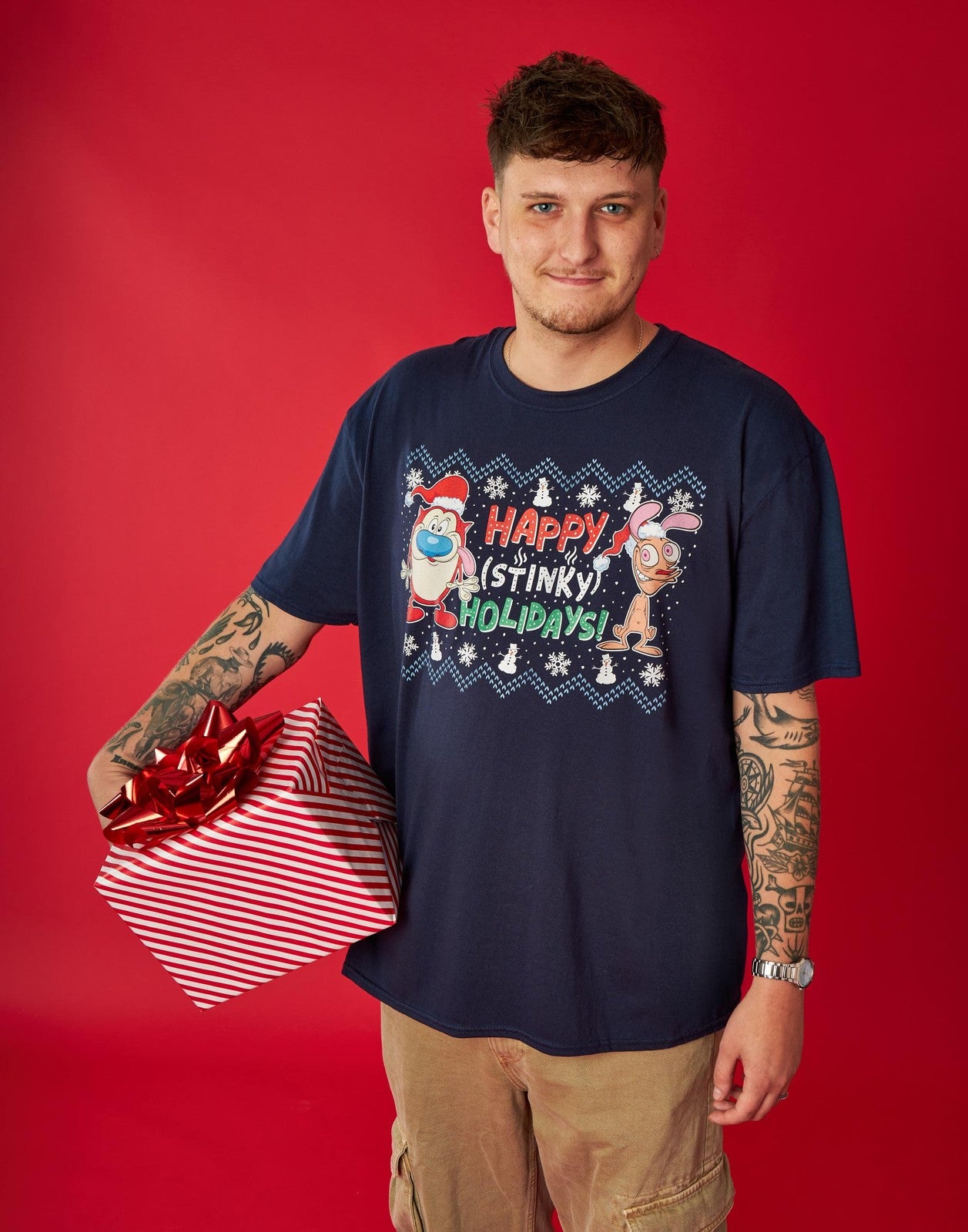 Ren & Stimpy Short Sleeved T-Shirt | Mens Navy | Official Merch